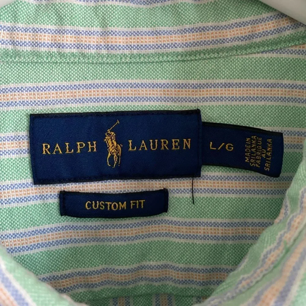 Ralph Lauren Striped Custom Fit Cotton Button Down Shirt Size L (Kids)